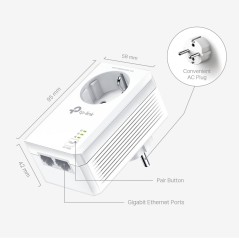 TP-Link TL-PA7027P V1 Starter Kit Powerline-adaptersæt 2-port switch 1000Mbps Kabling